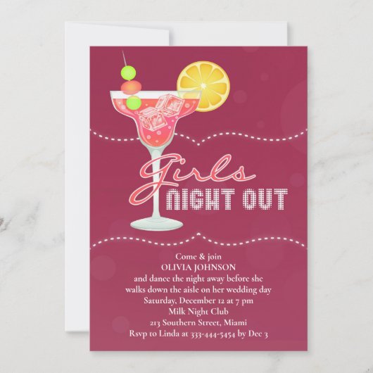 Girls Night Out Bachelorette Party Kaart (Voorkant)