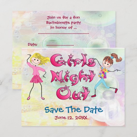 Girl's Night Out - Bewaar de datum Aankondigingskaart (Voorkant / Achterkant)
