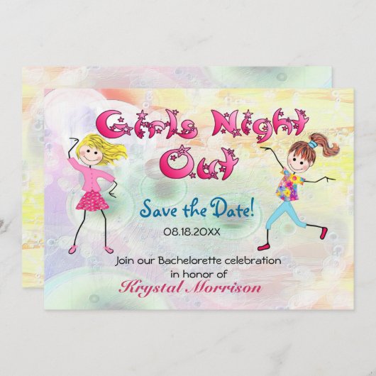 Girl's Night Out - Bewaar de datum Save The Date (Voorkant / Achterkant)