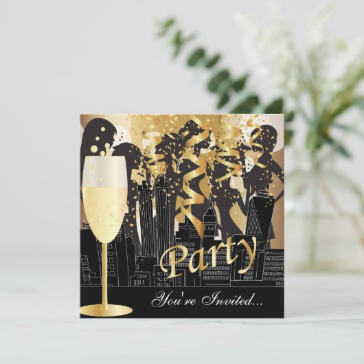 Girls Night Out Birthday Party | Metaalgoud Kaart (Staand voorkant)