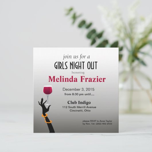 Girls Night Out Cocktail Party Kaart (Staand voorkant)