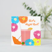 Girls Night Out Cocktail Theme Party Invitation Kaart (Staand voorkant)