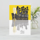 Girls Night Out Feest | Geel Kaart (Staand voorkant)