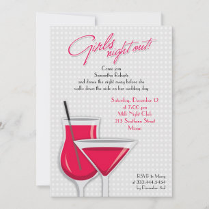 Girls Night Out Flat Invitation Kaart