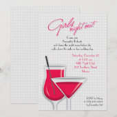 Girls Night Out Flat Uitnodiging (Voorkant / Achterkant)