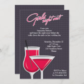 Girls Night Out Flat Uitnodiging (Voorkant / Achterkant)