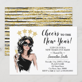 Girls Night Out Hoera voor het nieuwe jaar Glitter Kaart