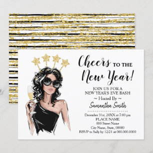 Girls Night Out Hoera voor het nieuwe jaar Glitter Kaart