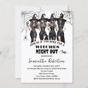 Girls Night Out Jaarlijkse Heksen Halloween Party Kaart