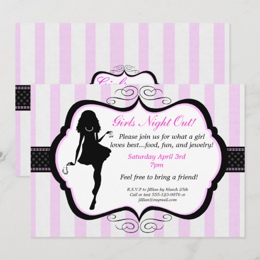Girls Night Out Jewelry Party Invitation Kaart (Voorkant / Achterkant)