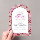 Girls Night Out Knuffels en Kusjes Galentijn Party Acryl Uitnodigingen (Insitu (Draagbaar))