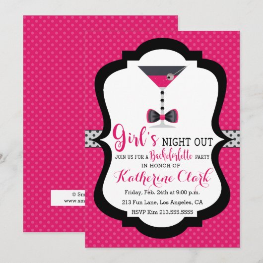 Girls' Night Out Martini Bachelorette uitnodiging (Voorkant / Achterkant)