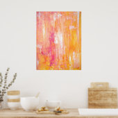 'Girl's Night Out' Roze en Oranje Abstracte kunst Poster (Keuken)