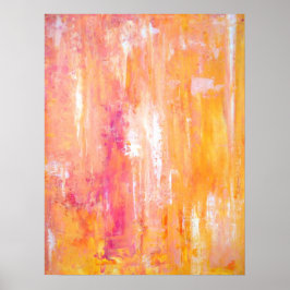 'Girl's Night Out' Roze en Oranje Abstracte kunst Poster