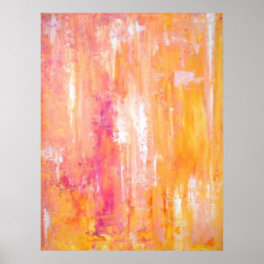 'Girl's Night Out' Roze en Oranje Abstracte kunst Poster (Voorkant)