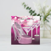 Girls Night Out Roze Schoenen Hi Heels Martini Kaart (Staand voorkant)