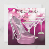 Girls Night Out Roze Schoenen Hi Heels Martini Kaart (Voorkant)