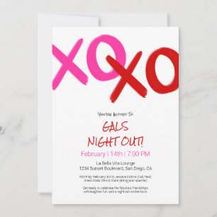 Girls Night Out Schattigee rode XOXO Galentine Day Kaart