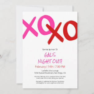 Girls Night Out Schattigee Roze XOXO Galentine Day Kaart