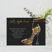 Girl's Night Out-Stiletto en Bubbly Kaart (Staand voorkant)