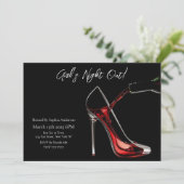 Girl's Night Out-Stiletto met wijn Kaart (Staand voorkant)