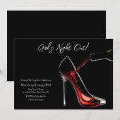 Girl's Night Out-Stiletto met wijn Kaart (Voorkant / Achterkant)