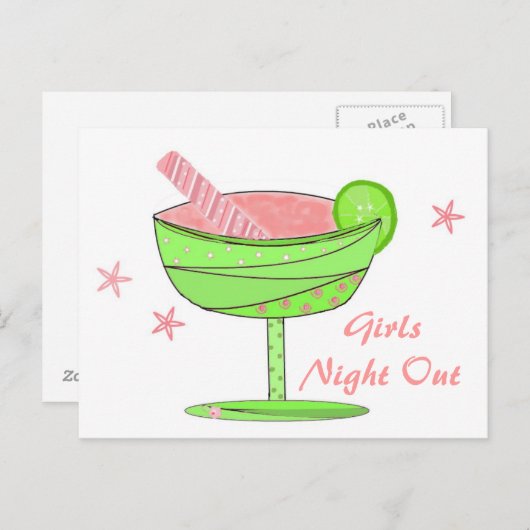 Girls Night Out Uitnodiging (Voorkant / Achterkant)