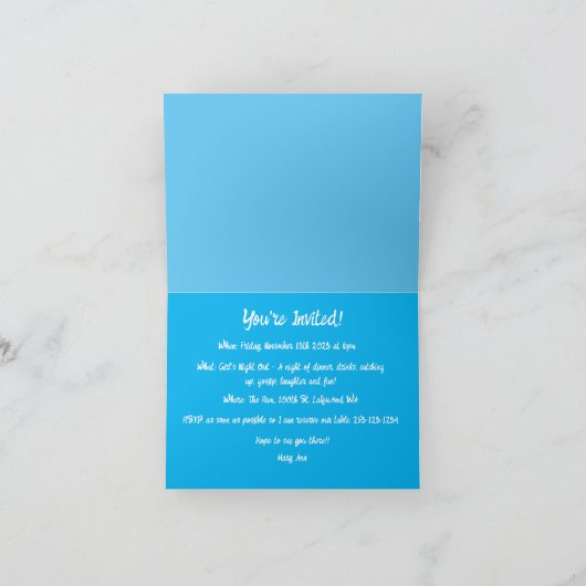 Girl's Night Out Uitnodiging Whimsical Fish Art (Binnen)