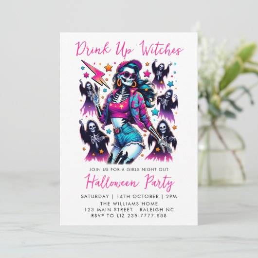 Girls Night Out Volwassen Halloween Party Kaart (Staand voorkant)