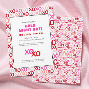 Girls Night Out XOXO Roze Schattige Galentijn Day  Kaart