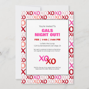 Girls Night Out XOXO Roze Schattige Galentijn Day  Kaart
