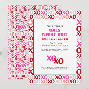 Girls Night Out XOXO Roze Schattige Galentijn Day Kaart