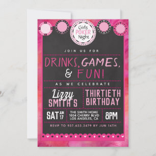 Girls Night Poker Birthday Kaart