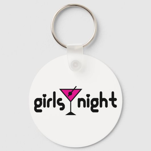 Girls Night Sleutelhanger met roze Martini Graphic (Voorkant)