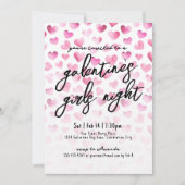 Girls Night Waterverf Hearts Galentine's Day Kaart (Voorkant)