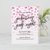 Girls Night Waterverf Hearts Galentine's Day Kaart (Staand voorkant)