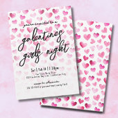 Girls Night Waterverf Hearts Galentine's Day Kaart