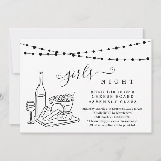Girls Night Wine Tasting and Cheese Board Party I Kaart (Voorkant)
