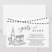 Girls Night Wine Tasting and Cheese Board Party I Kaart (Voorkant / Achterkant)
