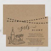 Girls Night Wine Tasting and Cheese Board Party Kaart (Voorkant / Achterkant)