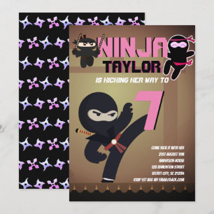 Girls NINJA MOVIE STAR WARRIOR Cartoon Party Kaart
