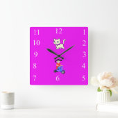 Girls Nursery Vierkante Klok (Huis)