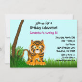 Girls Oerwoud Bengal Tiger Birthday Invitation Kaart (Achterkant)