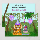 Girls Oerwoud Bengal Tiger Birthday Invitation Kaart (Voorkant / Achterkant)
