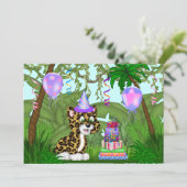 Girls Oerwoud Leopard Birthday Kaart (Staand voorkant)