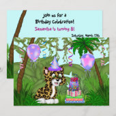 Girls Oerwoud Leopard Birthday Kaart (Voorkant / Achterkant)