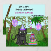 Girls Oerwoud Panther Birthday Party Kaart (Voorkant / Achterkant)