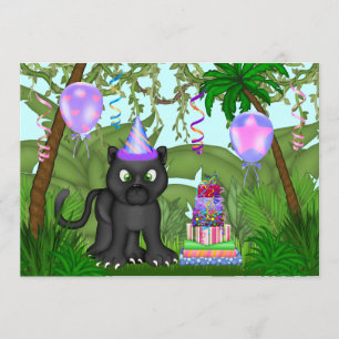 Girls Oerwoud Panther Birthday Party Kaart