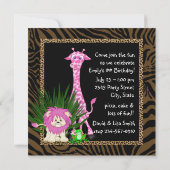 Girls Oerwoud Safari Verjaardagsfeestuitnodigingen Kaart (Achterkant)