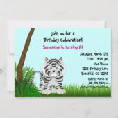 Girls Oerwoud White Tiger Birthday Party Invitatio Kaart (Achterkant)